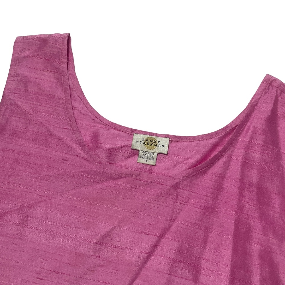 Sandy Starkman 1X 100%‎ Silk Sleeveless Pink Crop Top